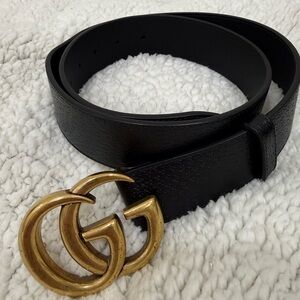 Black Belt with Gold GG Buckle